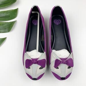 T.U.K. Fox Ballet Flats Purple Grey Slip On Leather Women's 8